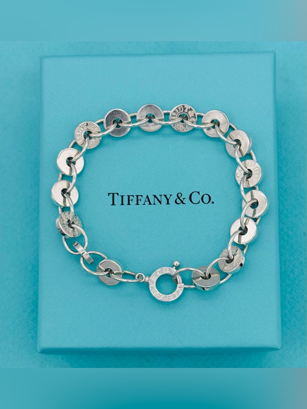 Tiffany & Co SS 1837 Circle Disc Bracelet 7.5” EUC